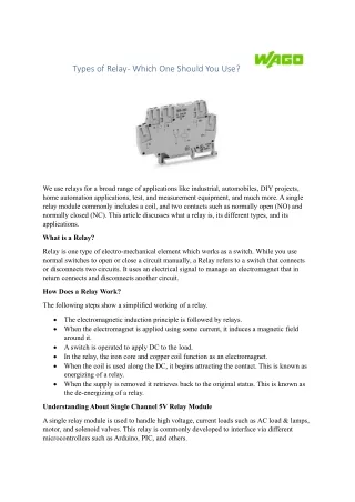 Types of Relay - Which One Should You Use