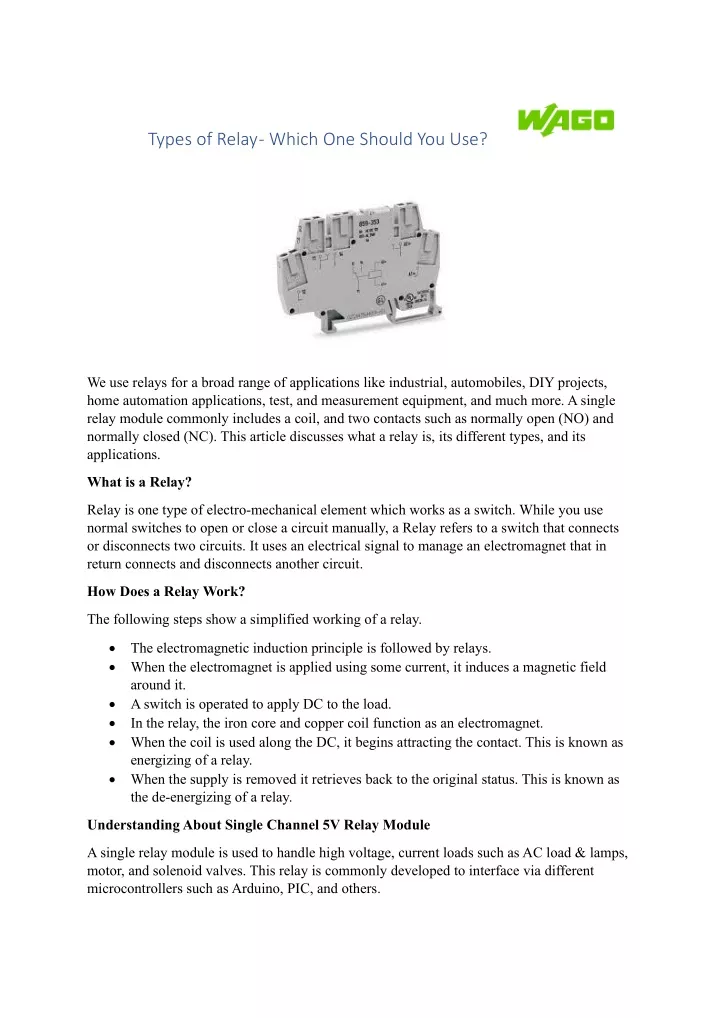 types of relay which one should you use