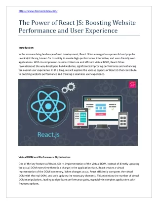 The Power of React JS  Boosting Website Performance and User Experience