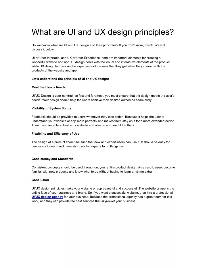 what are ui and ux design principles