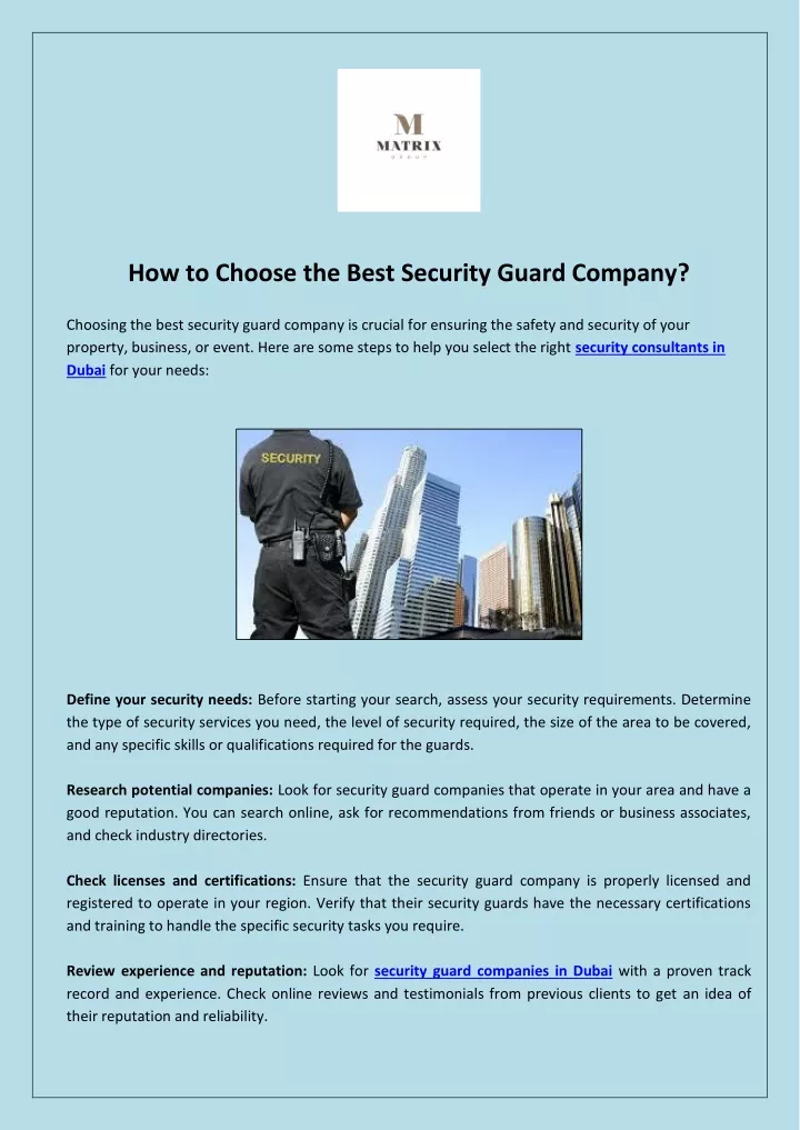 how to choose the best security guard company