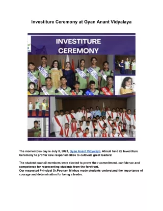 Investiture Ceremony at Gyan Anant Vidyalaya - Eco friendly school in Pilkhuwa