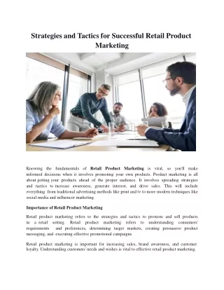 Strategies and Tactics for Successful Retail Product Marketing