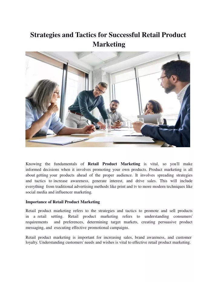strategies and tactics for successful retail
