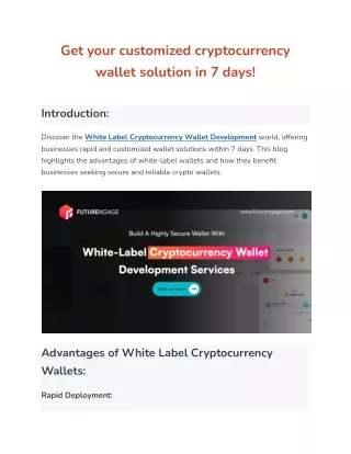 Get your customized cryptocurrency wallet solution in 7 days