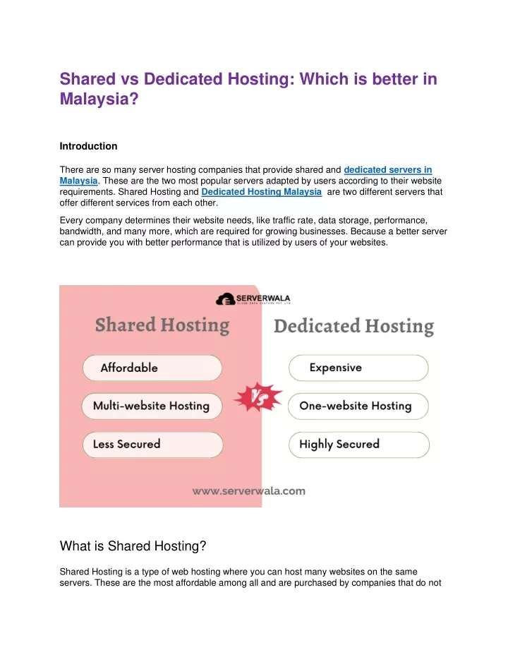 shared vs dedicated hosting which is better