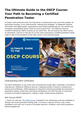 The Ultimate Guide to the OSCP CourseYour Path to Becoming a Certified Penetration Tester