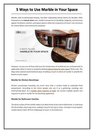 5 ways to use marble in your space