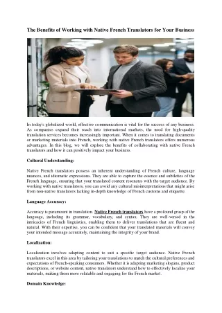 the benefits of working with native french