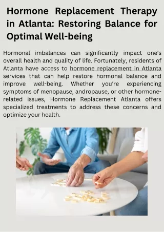 Hormone Replacement Therapy in Atlanta Restoring Balance for Optimal Well-being