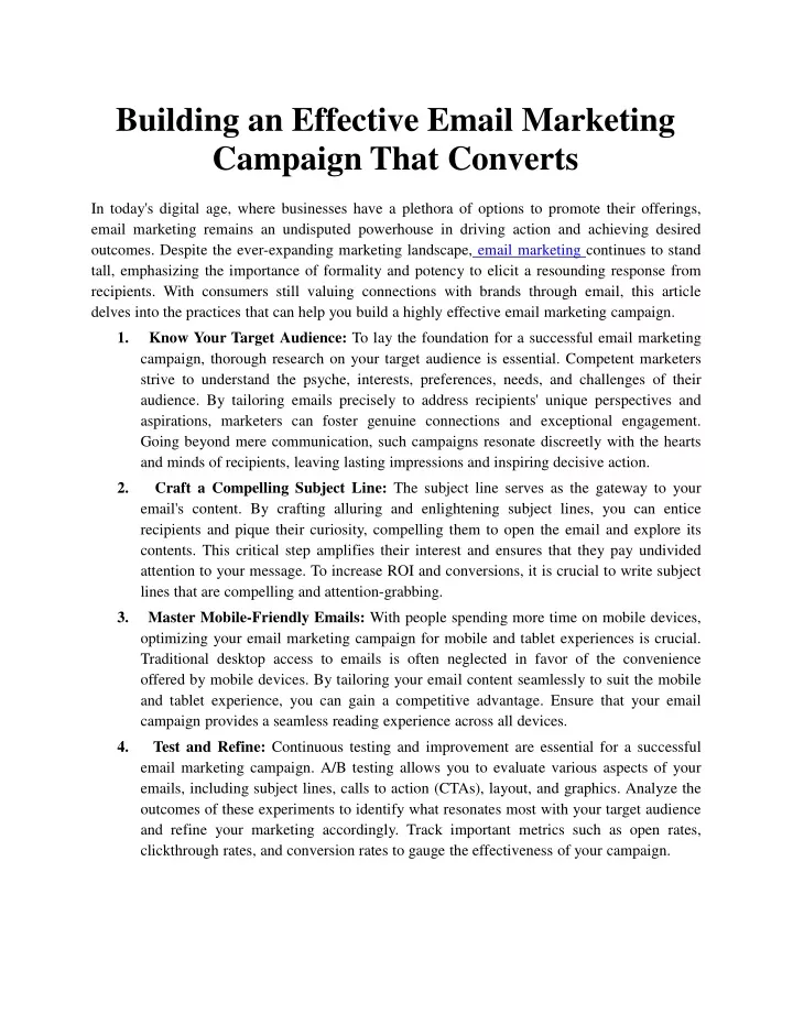 building an effective email marketing campaign