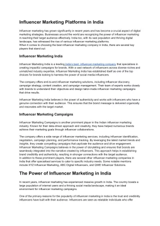 Influencer Marketing Platforms in India