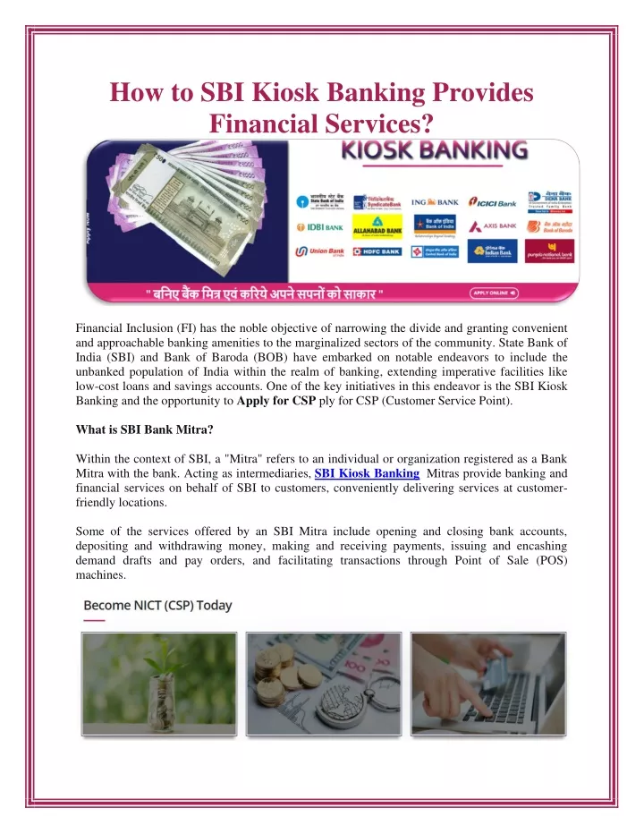 how to sbi kiosk banking provides financial