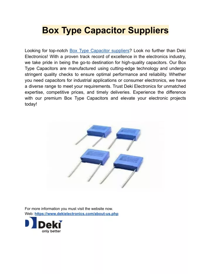 box type capacitor suppliers