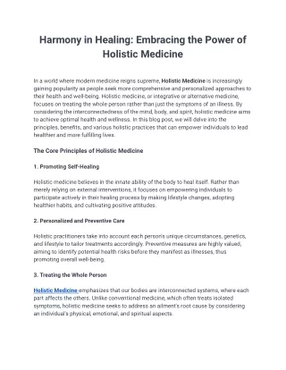 Harmony in Healing: Embracing the Power of Holistic Medicine (1)