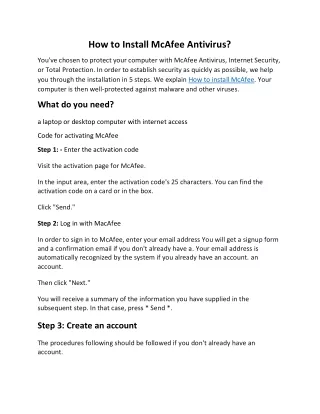 how to install mcafee antivirus