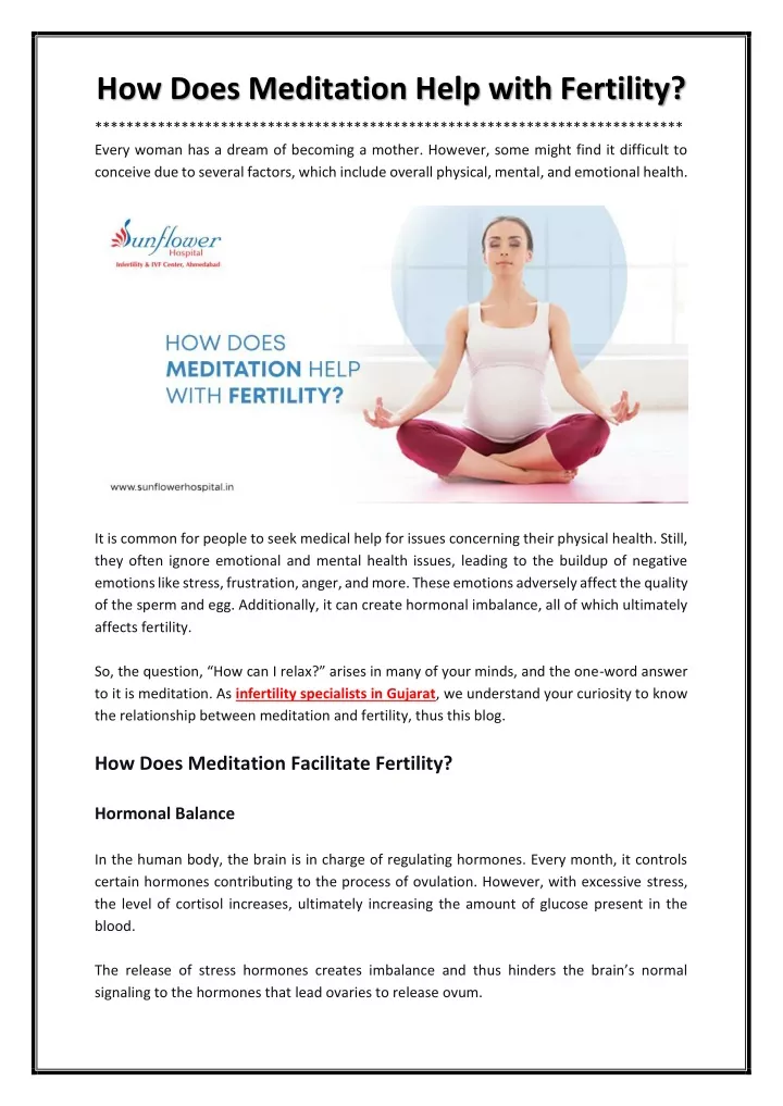 how does meditation help with fertility