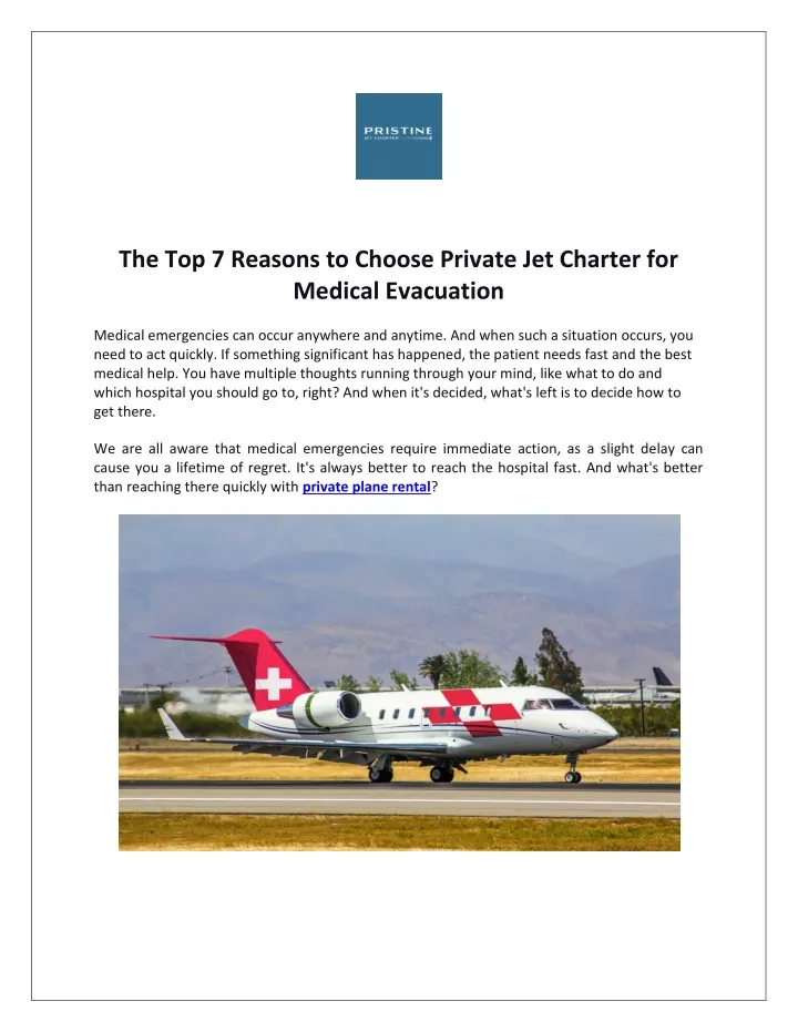 the top 7 reasons to choose private jet charter