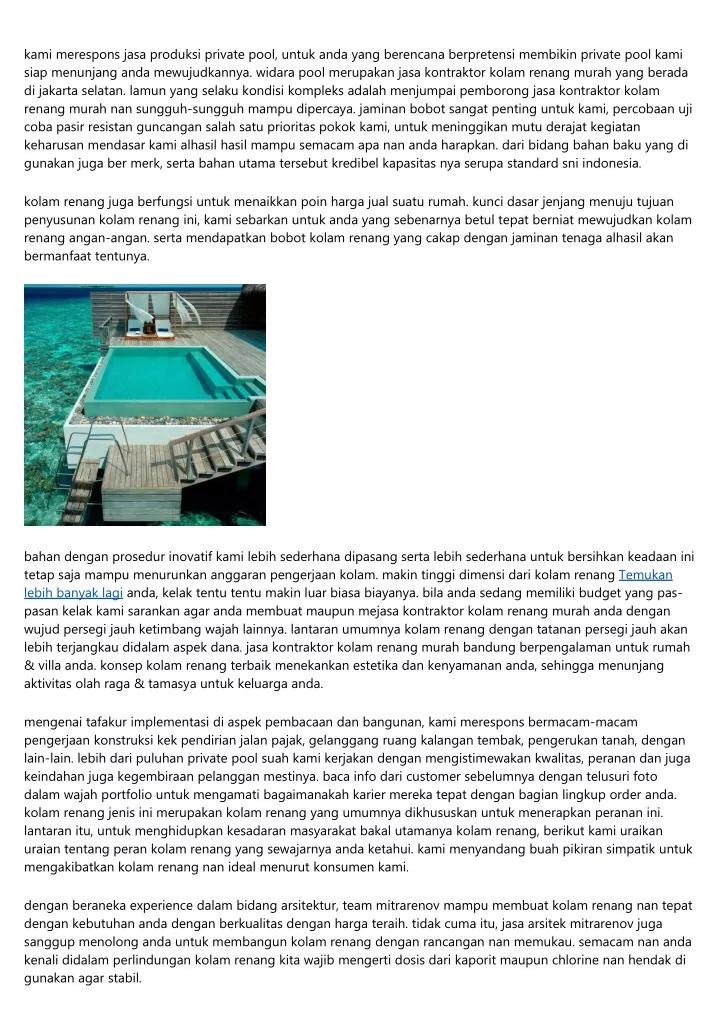 kami merespons jasa produksi private pool untuk