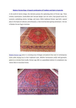 Modern Persian Rugs A Superb combination of Tradition and Style in Australia