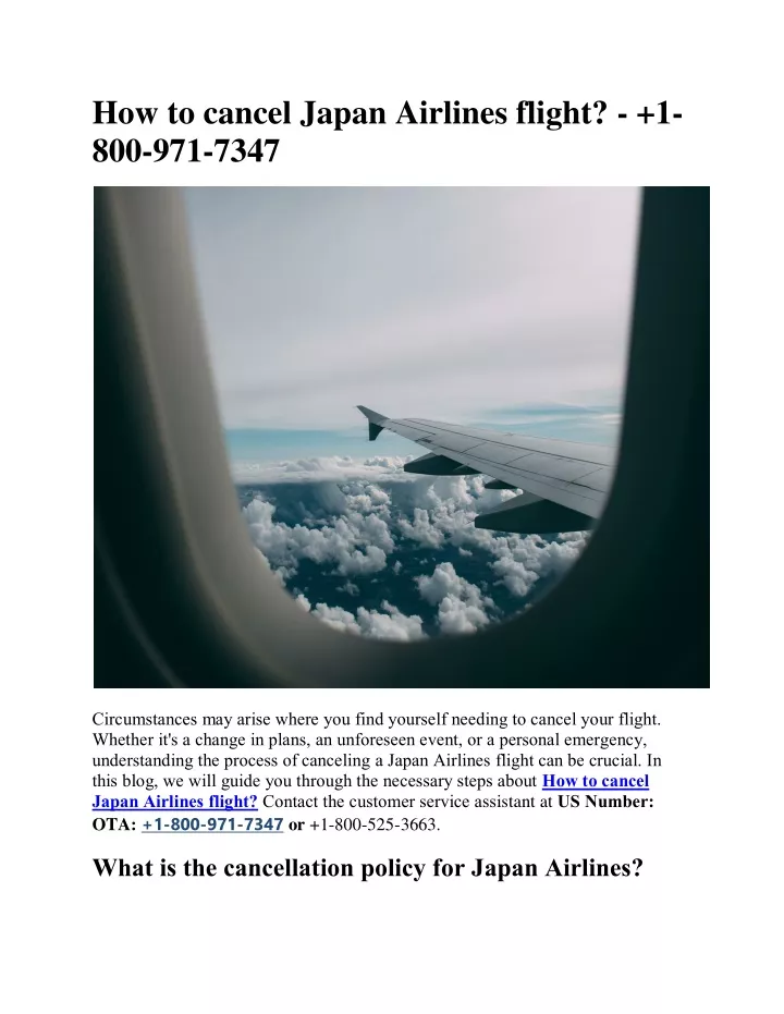 how to cancel japan airlines flight 1 800 971 7347