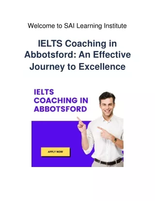 IELTS Coaching in Abbotsford: Effective Journey to Excellence