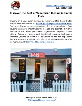 Discover the Best of Vegetarian Cuisine in Harris Park