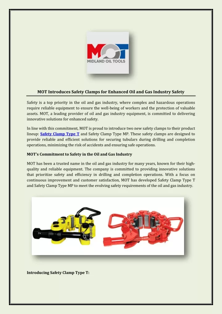 mot introduces safety clamps for enhanced