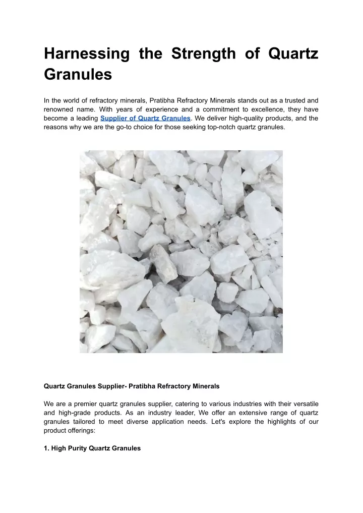 harnessing the strength of quartz granules