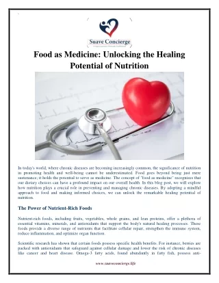 Food as Medicine Unlocking the Healing Potential of Nutrition