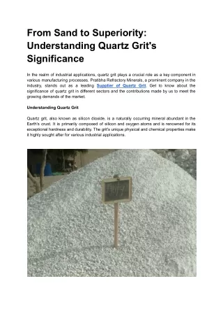 From Sand to Superiority: Understanding Quartz Grit's Significance