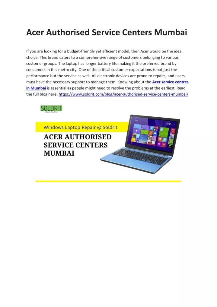 acer authorised service centers mumbai