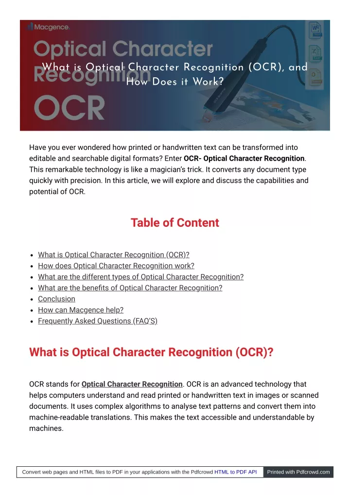 what is optical character recognition