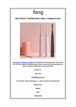 Buy Electric Toothbrushes India | Fangoral.com