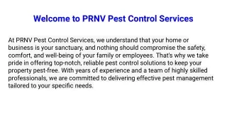 Welcome to PRNV Pest Control Services