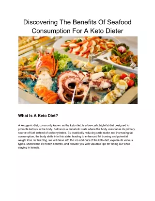 Discovering the Advantages of Seafood Consumption for a Keto Dieter