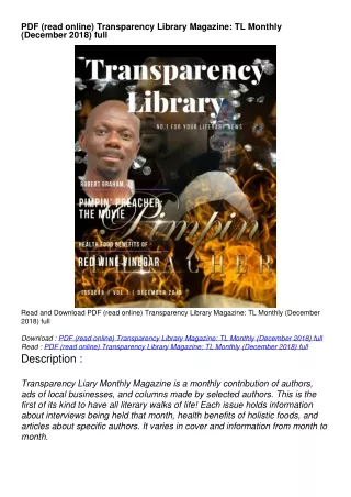 PDF (read online) Transparency Library Magazine: TL Monthly (December 2018) full
