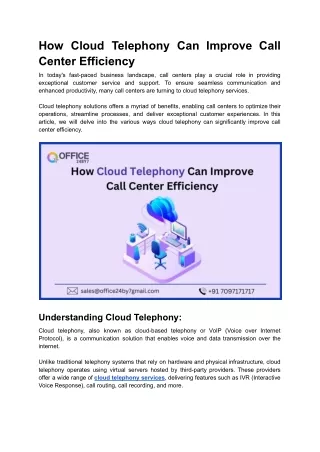 How Cloud Telephony Can Improve Call Center Efficiency