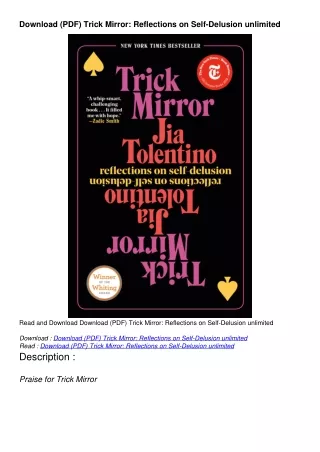 Download (PDF) Trick Mirror: Reflections on Self-Delusion unlimited