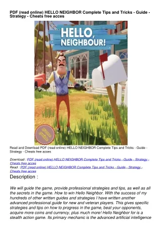 PDF (read online) HELLO NEIGHBOR Complete Tips and Tricks - Guide - Strategy - Cheats free acces