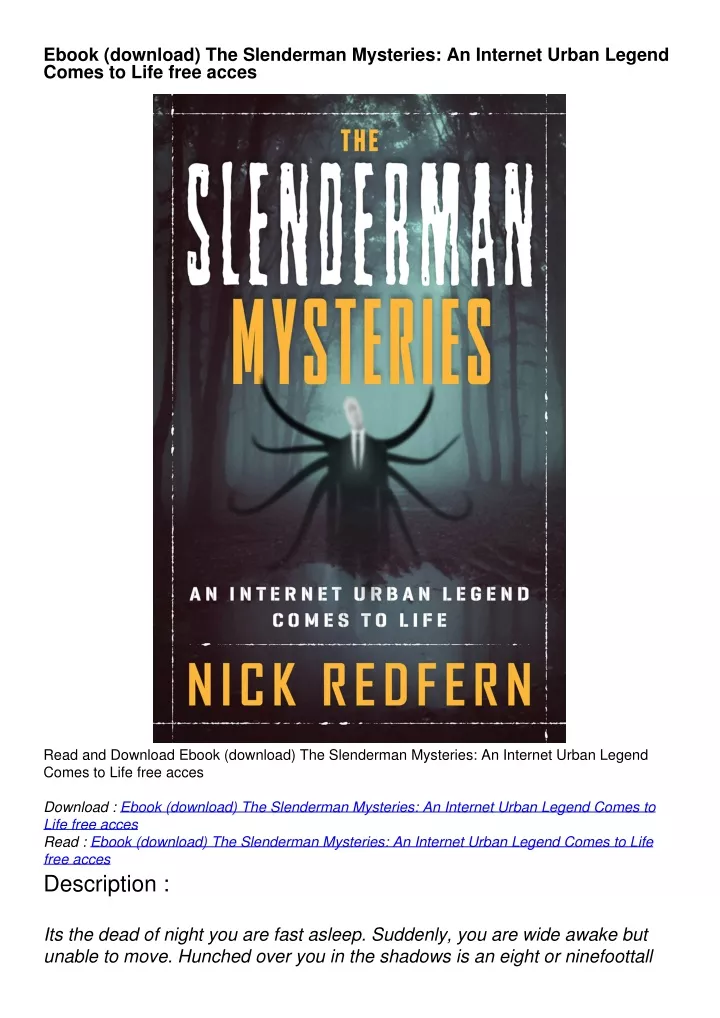 ebook download the slenderman mysteries