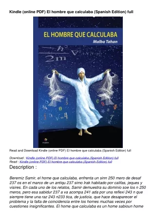 Kindle (online PDF) El hombre que calculaba (Spanish Edition) full