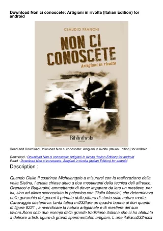 Download Non ci conoscete: Artigiani in rivolta (Italian Edition) for android