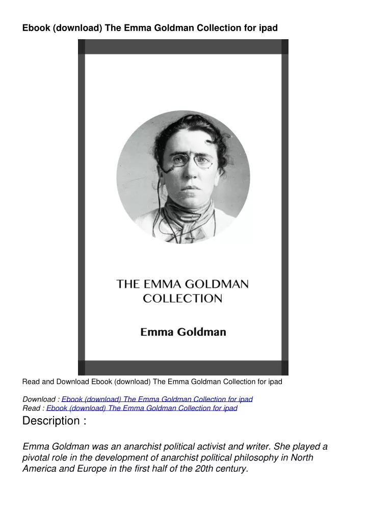 ebook download the emma goldman collection