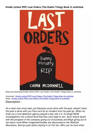Kindle (online PDF) Last Orders (The Dublin Trilogy Book 4) unlimited