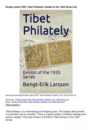 Kindle (online PDF) Tibet Philately: Exhibit of the 1933 Series full