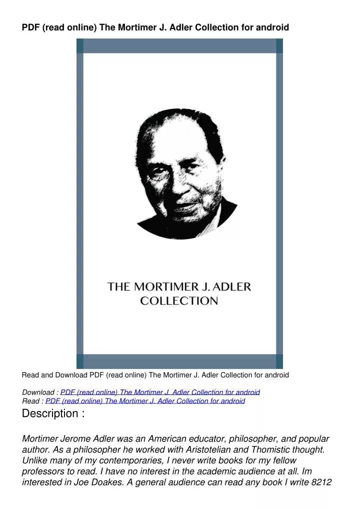 pdf read online the mortimer j adler collection