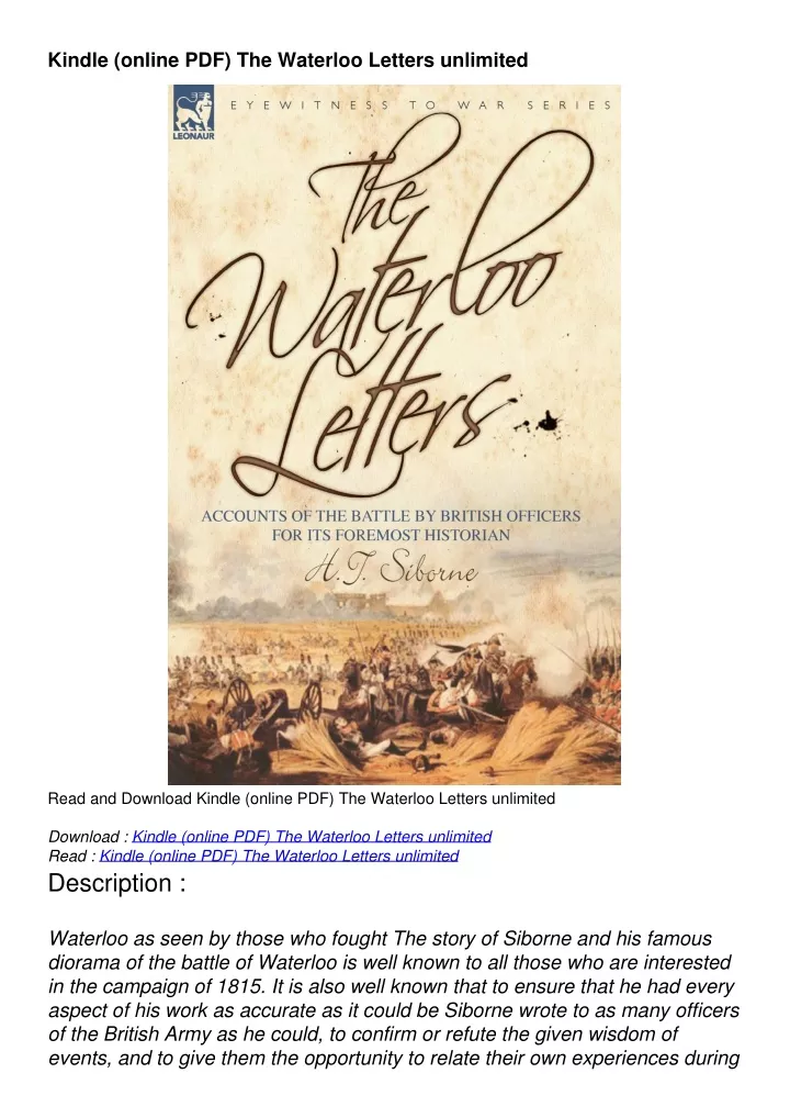 kindle online pdf the waterloo letters unlimited