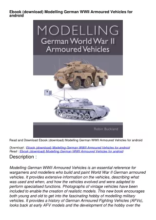 Ebook (download) Modelling German WWII Armoured Vehicles for android