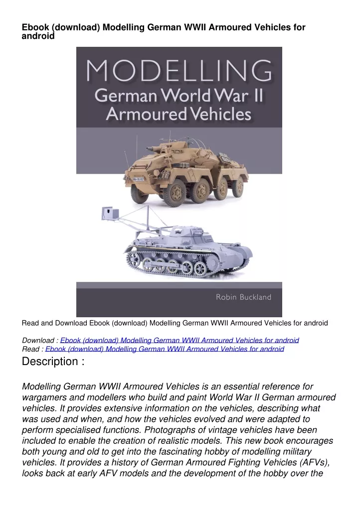 ebook download modelling german wwii armoured